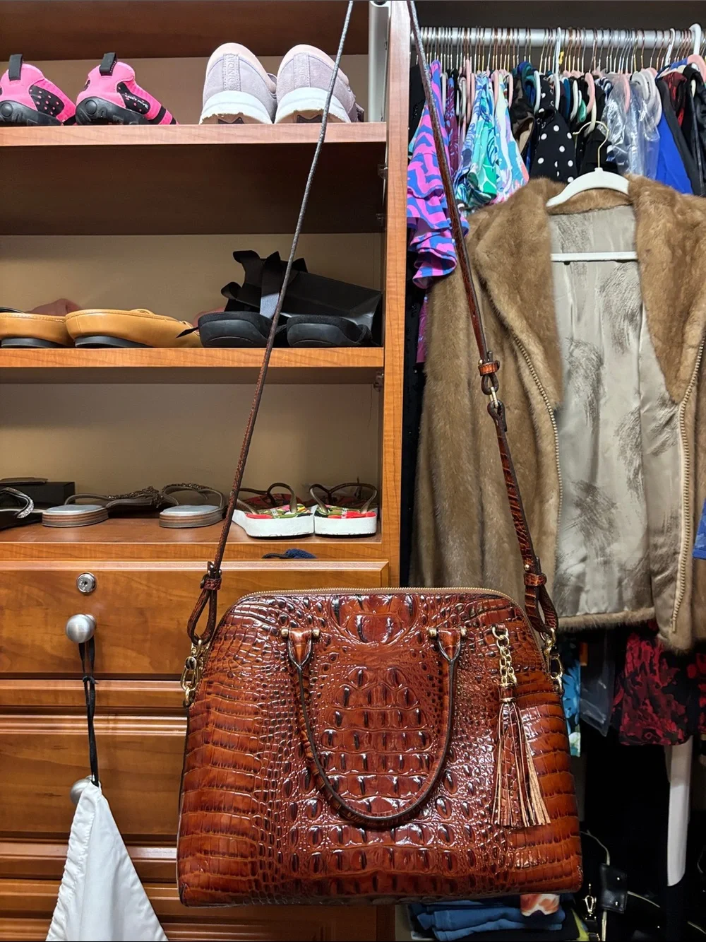 NWOT Brahmin Pecan Melbourne Duxbury Satchel